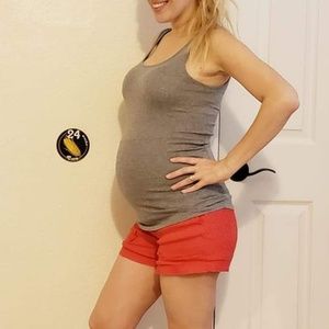 A Pea in the Pod Red Linen Maternity Shorts